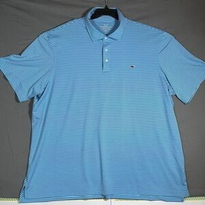 Vineyard Vines Shirt Mens 3XT Polo Performance Golf Sport Blue Striped